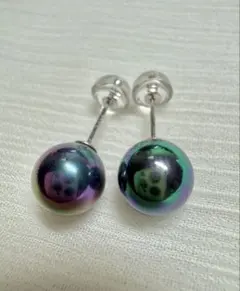 B0713 真珠 ピアス 貝パール ブラック　黒真珠　アクセサリー　冠婚葬祭