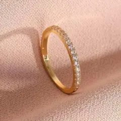リング ゴールド 指輪 ハーフエタニティ モアサナイト 高級感　クリスマス 結婚