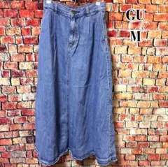 美品☆GU☆ロングフレアスカート　デニムスカート　綿100% ジーンズ　M
