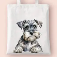 新品 シュナウザー 犬 トートバッグ エコバッグ レッスンバッグ 通勤通学 白