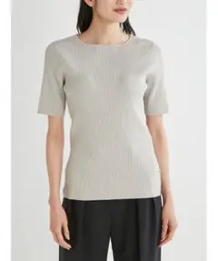 Mila Owen 半袖 コットンニット カットソー 0 ライトグレー　ニット