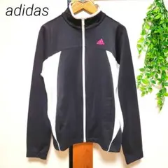 adidas アディダス パーカー 黒 ピンクロゴ Sサイズ