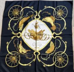 HERMES エルメス カレ90 SPRINGS ブラック 馬車 スカーフ