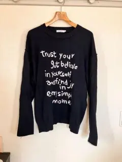 ニコアンド 刺繍セーター ネイビー L