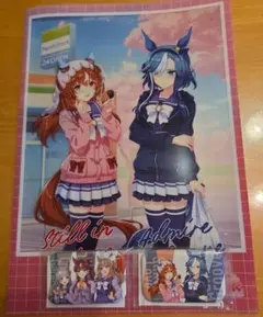ウマ娘　クリアファイル１枚&缶バッジ２つセット