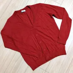 赤 カーディガン 長袖 Vネック 羽織