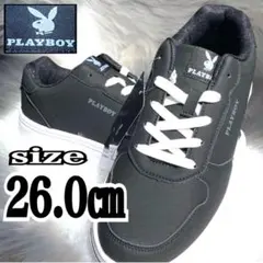 【新品未使用】PLAYBOY プレイボーイ 軽量 スニーカー ブラック 26㎝のサムネイル