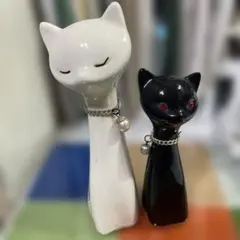 白猫 黒猫 陶器 置物 セット売り - メルカリ