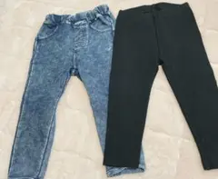 デニムとブラックパンツセット 90