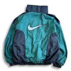 激レア 90s NIKE ナイロンジャケット グリーン ブラック 刺繍 L
