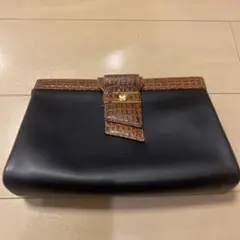 【美品】【mila schon】レザー クロコダイル風 クラッチバッグ
