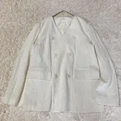 GALERIE VIE サッカーコーデュロイカラーレスダブルジャケット　白　F