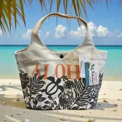 Hula Lani ハワイアントートバッグ　キャンバス地　ALOHAホヌ柄
