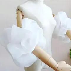 ドレス　ホワイト シフォン フリル つけ袖