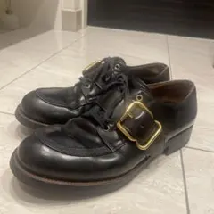 prada 黒レザー ローファー 金具バックル付き　43