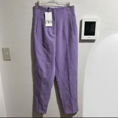 新品　タグ付き　★ ZARA パープル　ハイウェストパンツ