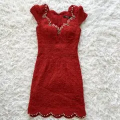 BEYOND IRMA 赤 ビジュー　タイトドレス