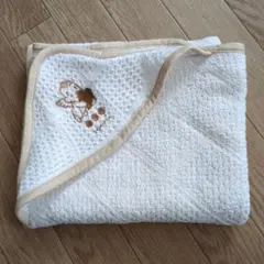 美品 おくるみ バスタオル フード付 70×80 綿100% ベビーバスタオル