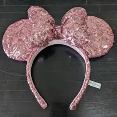 ミッキー型スパンコール リボン カチューシャ