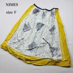 NÎMES ニーム パリ柄 フレアスカート イエロー FREE 日本製 裏地付のサムネイル