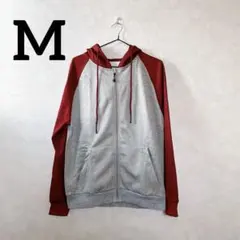 ジップアップパーカー メンズ 裏起毛 ジップパーカー バイカラー 秋冬春 M