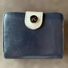Kitamura 二つ折り財布 ネイビー レザーのサムネイル