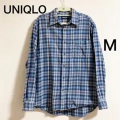 【ユニクロ】メンズ チェック ネルシャツ （M）ブルー系