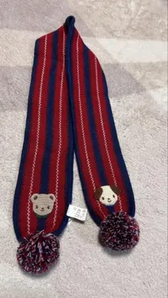 ファミリア犬とクマの刺繍マフラー ネイビー - メルカリ