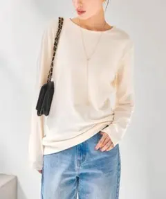 kobelettuce スムースコットンTシャツ 長袖 アイボリー M