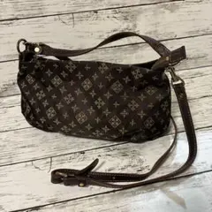 美品 ラシット 2wayショルダー ナイロン×レザー こげ茶 保存袋付き