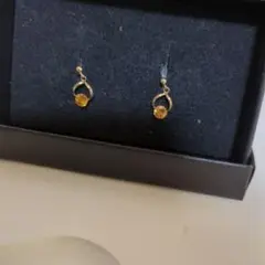 シトリン　ストーン ピアス