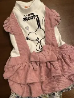 スヌーピー コーデュロイ　犬服 ピンク　フリフリ　ペットパラダイス　3S