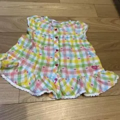 値下げMIKI HOUSE チェック柄 フリル付きシャツ 80サイズ