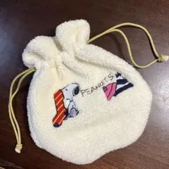 PLAZA★スヌーピー★巾着袋★ポーチ★PEANUTS★クリスマス★ボア