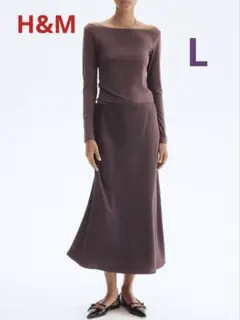 H&M ミディスカート ダークパープル　Lサイズのサムネイル