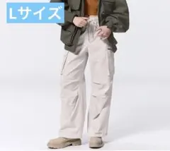 GU コーデュロイパラシュートパンツ ナチュラル Lサイズ