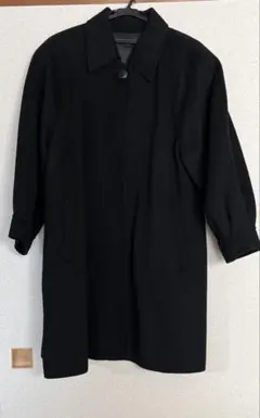 ブラック　ロングコート ストライプ襟　レトロ