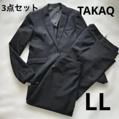 【LL】3点セット TAKAQパンツスーツ上下SLIM FIT ブラックチェックのサムネイル