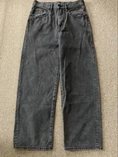 美品GUワイドデニム29インチ　ダークグレー