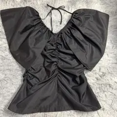 FRAY I.D フレイアイディー　ビックカラーフリルブラウス　ブラック