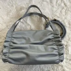 【新品】Repettoレザーギャザーバッグ2way ショルダーライトブルーのサムネイル
