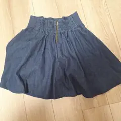 デニム フレアスカート ゴムウエスト