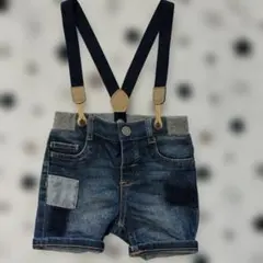 美品☆H&M キッズ　サスペンダー付き デニム　ショート丈　80cm　フォーマル