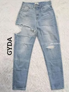 GYDA サイドリップド デニムパンツ ペグトップ ジェイダ M 美品のサムネイル