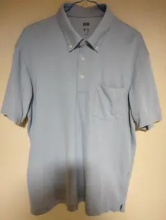 UNIQLO AIRismカノコポロシャツ半袖(ボタンダウン)　水色(L)