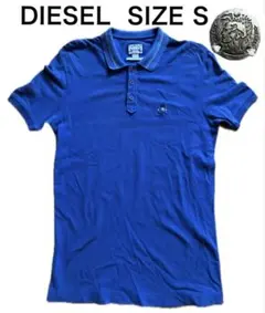 DIESEL ディーゼル 半袖 ポロシャツ SLIM FIT ロゴ刺繍ブルー Sのサムネイル