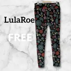 LulaRoe 花柄レギンス スパッツ黒【FREE】