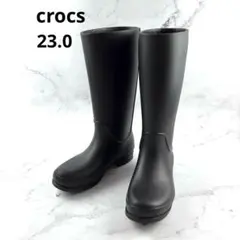 《未使用》crocs クロックス レインブーツ 黒 23.0