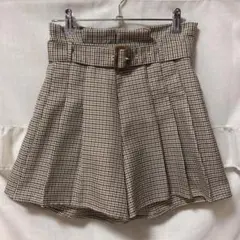 【新品・未使用】WEGO チェック柄ウエストベルト付きキュロット