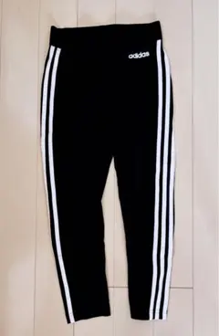 adidas ブラック サイドストライプ レギンス L